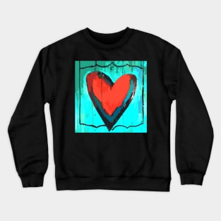 Artful Heart Turquoise & Red Crewneck Sweatshirt